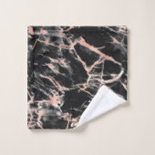 Zwart en Roos Gold Marble 3 Bad Handdoek (Wasdoekje)