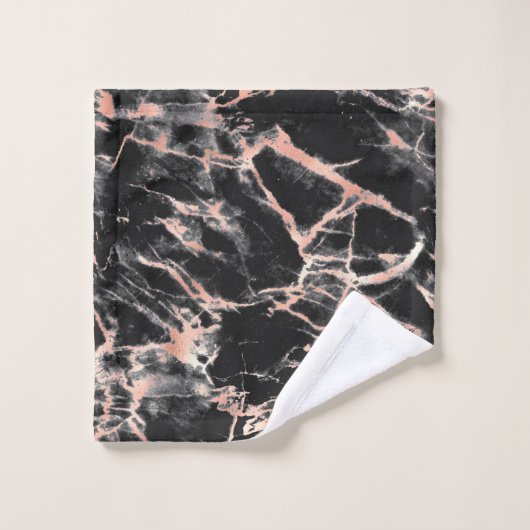 Zwart en Roos Gold Marble 3 Bad Handdoek (Wasdoekje)