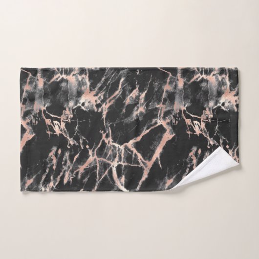Zwart en Roos Gold Marble 3 Bad Handdoek (Handdoek)