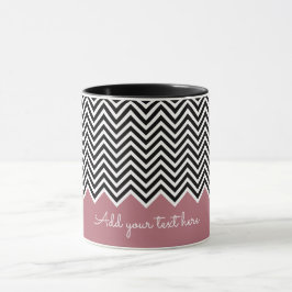 Zwart en ROOS GOLD Modern Chevron Custom TEXT Mok