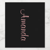 Zwart en Roos Gold op maat Wijn Etiket (Enkel label)