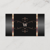 Zwart en Roos Gold Ornamenten met monogram Visitekaartje (Voorkant)