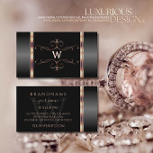 Zwart en Roos Gold Ornamenten met monogram Visitekaartje