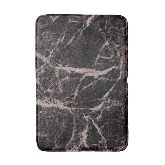 Zwart en Roos Gold Pink Glitter Marble Glam Trendy Badmat (Voorkant Verticaal)