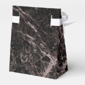 Zwart en Roos Gold Pink Glitter Marble Glam Trendy Bedankdoosjes (Achterkant)