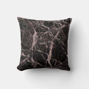 Zwart en Roos Gold Pink Glitter Marble Glam Trendy Kussen