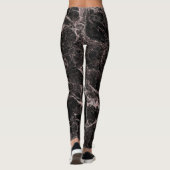 Zwart en Roos Gold Pink Glitter Marble Glam Trendy Leggings (Achterkant)
