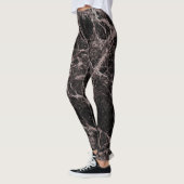 Zwart en Roos Gold Pink Glitter Marble Glam Trendy Leggings (Links)