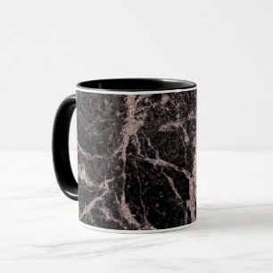 Zwart en Roos Gold Pink Glitter Marble Glam Trendy Mok