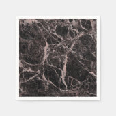 Zwart en Roos Gold Pink Glitter Marble Glam Trendy Servet (Voorkant)