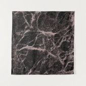 Zwart en Roos Gold Pink Glitter Marble Glam Trendy Wandkleed (Voorkant (horizontaal))