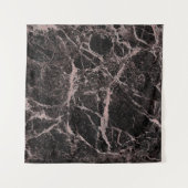 Zwart en Roos Gold Pink Glitter Marble Glam Trendy Wandkleed (Voorkant)