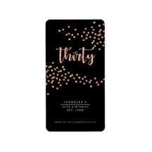 Zwart en Roos Gold Polka Dot Custom Favor Label