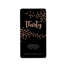 Zwart en Roos Gold Polka Dot Custom Favor Label