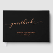 Zwart en Roos Gold Script Elegant Wedding 2 Gastenboek (Voorkant)