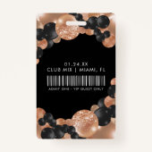 Zwart en Roos Gold  VIP Alle toegang Badge (Achterkant)