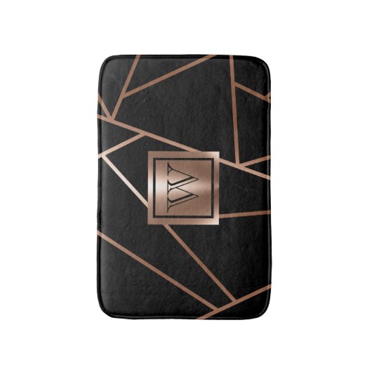 Zwart en Roos Goud Geometrisch Badmat (Voorkant Verticaal)