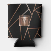 Zwart en Roos Goud Geometrisch Blikjeskoeler (Voorkant)