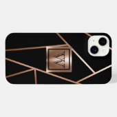 Zwart en Roos Goud Geometrisch iPhone Hoesje (Achterkant horizontaal)