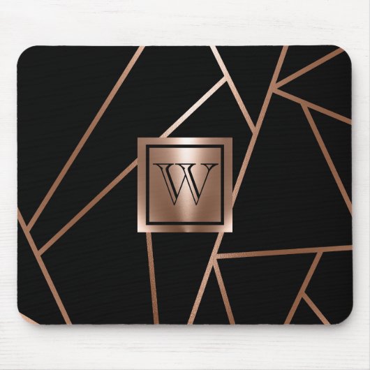 Zwart en Roos Goud Geometrisch Muismat (Voorkant)