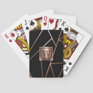Zwart en Roos Goud Geometrisch Pokerkaarten