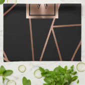 Zwart en Roos Goud Geometrisch Theedoek (Gevouwen)