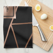 Zwart en Roos Goud Geometrisch Theedoek (Quarter Fold)