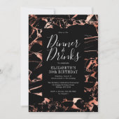 Zwart en Roos Goud Marmer 30e Verjaardag Kaart (Voorkant)