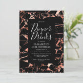 Zwart en Roos Goud Marmer 30e Verjaardag Kaart (Staand voorkant)