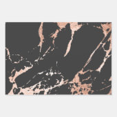 Zwart en Roos Goud Marmer Look Inpakpapier Vel (Voorkant 2)