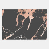 Zwart en Roos Goud Marmer Look Inpakpapier Vel (Voorkant)