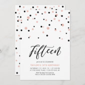 Zwart en Roos goud meisje 15e tiende verjaardag Kaart (Voorkant / Achterkant)