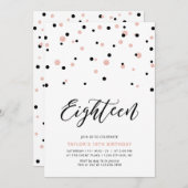 Zwart en Roos goud meisje 18de tiende verjaardag Kaart (Voorkant / Achterkant)