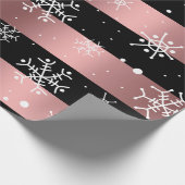 Zwart en Roos goud met sneeuwvlokken Cadeaupapier (Hoek)