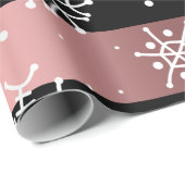 Zwart en Roos goud met sneeuwvlokken Cadeaupapier (Rol Hoek)