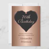 Zwart en Roos goud minimalistische hart verjaardag Kaart (Voorkant)