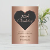 Zwart en Roos goud minimalistische hart verjaardag Kaart (Staand voorkant)