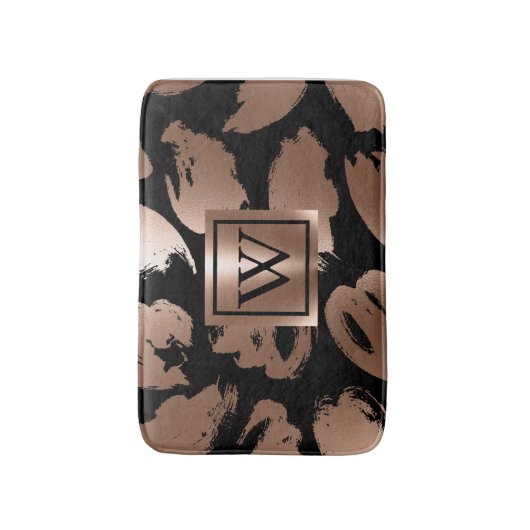 Zwart en Roos Gouden Abstracte Borstel Badmat (Voorkant Verticaal)