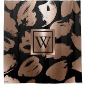 Zwart en Roos Gouden Abstracte Borstel Douchegordijn (Voorkant)