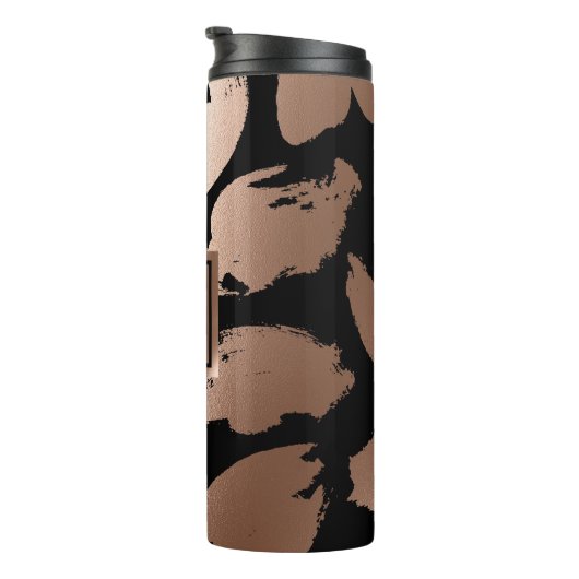 Zwart en Roos Gouden Abstracte Borstel Thermosbeker (Geroteerd rechts)
