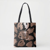 Zwart en Roos Gouden Abstracte Borstel Tote Bag (Voorkant)