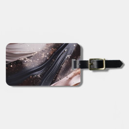 Zwart en Roos Gouden Achtergrond Ontwerp Bagagelabel