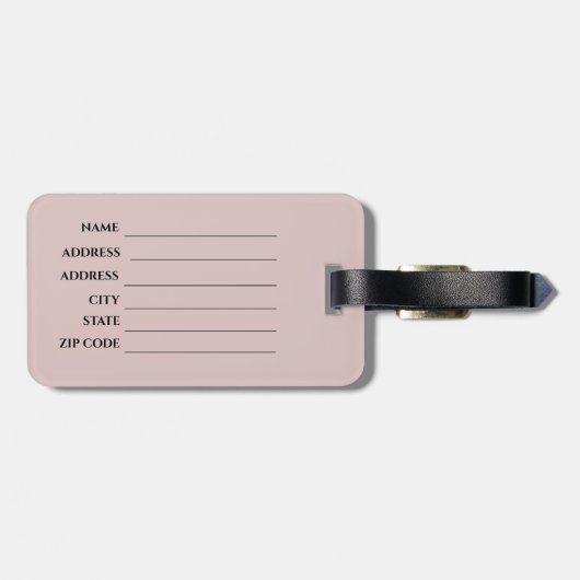 Zwart en Roos Gouden Achtergrond Ontwerp Bagagelabel (Achterkant horizontaal)