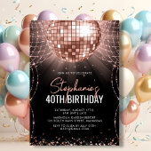 Zwart en Roos Gouden Discobal 40e verjaardagsfeest Kaart