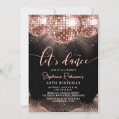 Zwart en Roos Gouden Discobal 40e verjaardagsfeest Kaart (Voorkant)