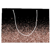 Zwart en Roos Gouden Glitter Elegante Naam Groot Cadeauzakje (Achterkant)