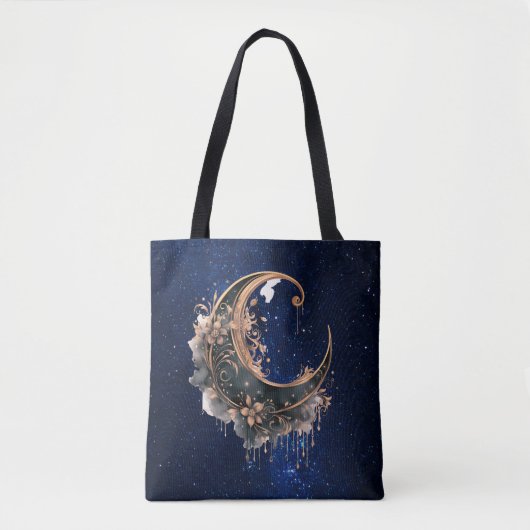 Zwart en Roos gouden halve maan Halloween Tote Bag (Voorkant)