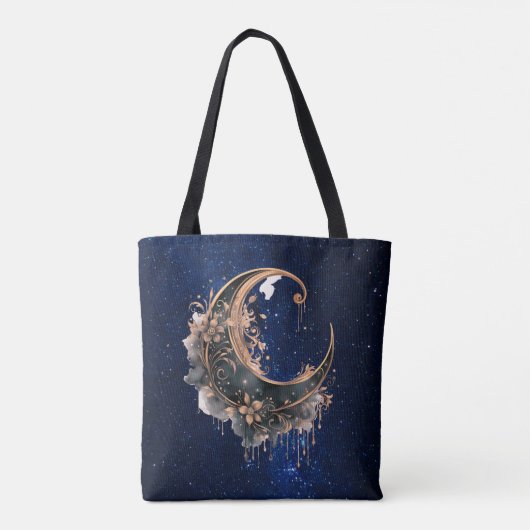 Zwart en Roos gouden halve maan Halloween Tote Bag (Achterkant)
