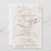 Zwart en Roos gouden marmeren bruiloft Kaart (Voorkant)