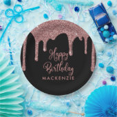 Zwart en Roos goudglitter drift op zaterdag Papieren Bordje (Feest)